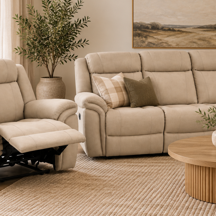Model 9512 Reclining Suite 3RR + 1R + 1R Fabric Light Taupe