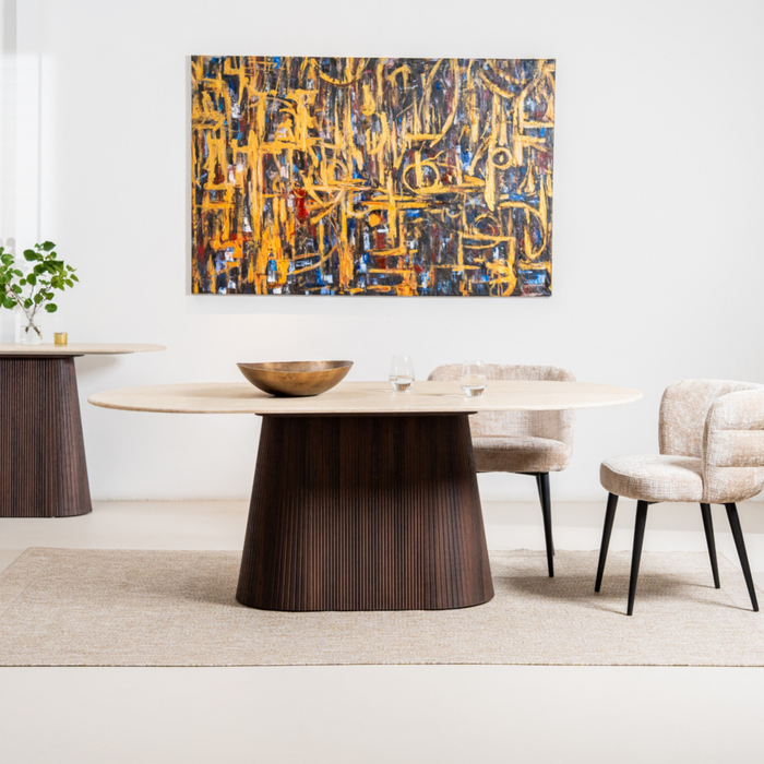 Creed Dining Table Travertine Top 2000
