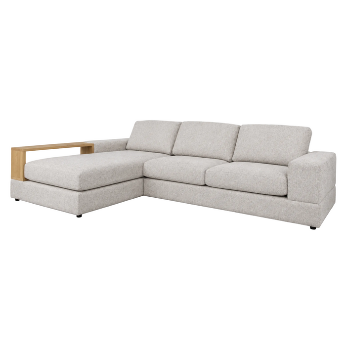 Iluka 3 Setaer w/ Large Chaise LHF - Timber Bookcase