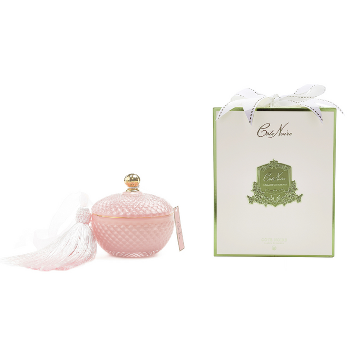 'Round Art Deco Candle - Pink & Gold - Pink Peony