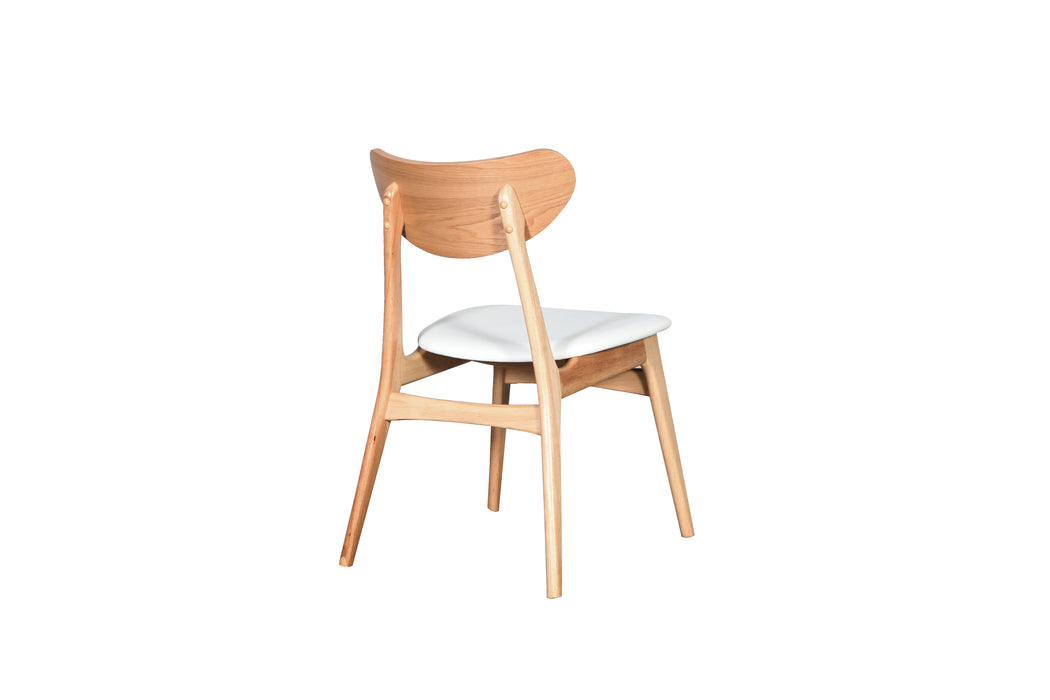 Finlay Dining Chair (Natural Frame/White P.U Seat)