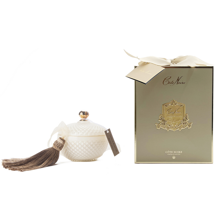 'Round Art Deco Candle - Cream & Gold - Blonde Vanilla