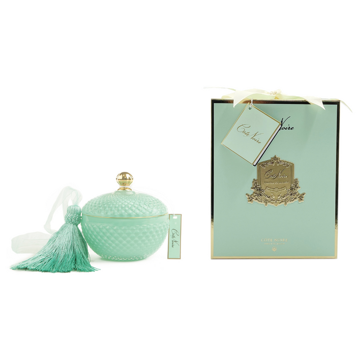'Round Art Deco Candle - Tiffany Blue & Gold - Vert Ani