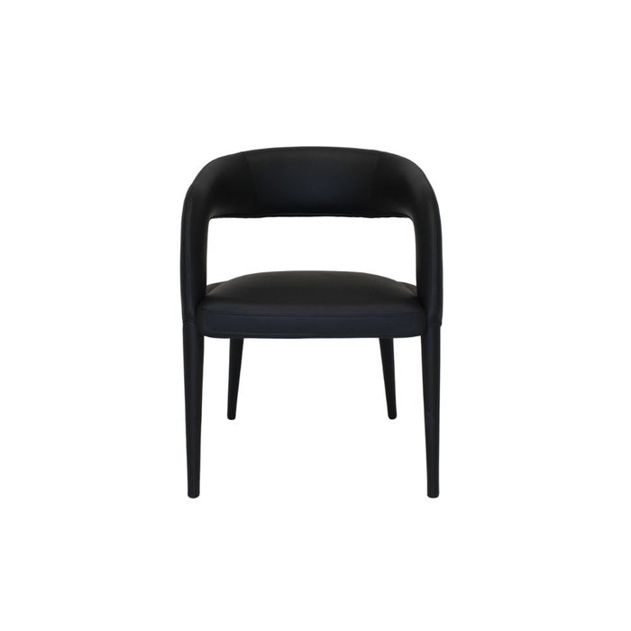'London Dining Chair Leather Black (500) Metal Leg