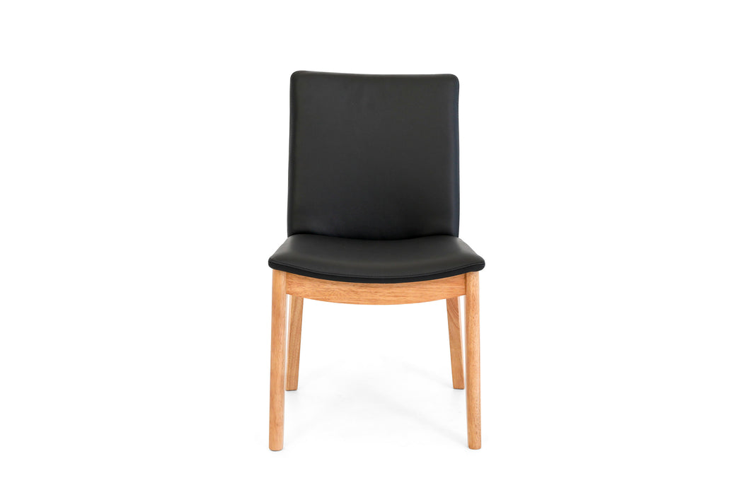 Bronco Leather Dining Chairs in Black/Natural Leg