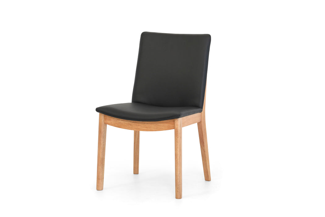 Bronco Leather Dining Chairs in Black/Natural Leg