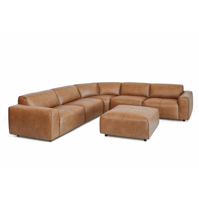 Miles 5 Piece Modular Lounge Jersey Leather Camel 664