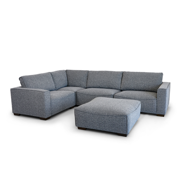 Milan 5 Piece - Licorice Fabric LHF Arm+ Armless + Corner + RHF Arm + Ottoman