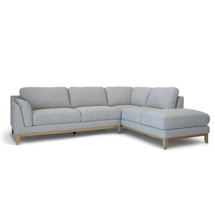 'Fabric 2.5 Seater Corner Chaise - Cobblestone/Natural Leg