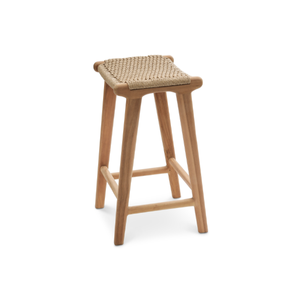 London Counter Stool  -Teak  / Synthetic Twisted Hyacinth