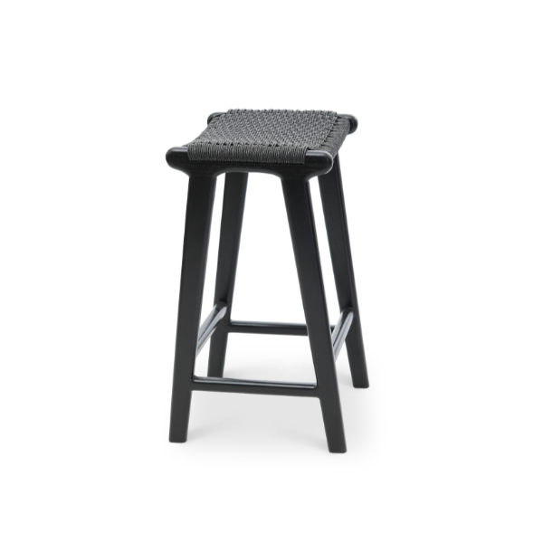 London Counter Stool  - Black / Synthetic Twisted Hyacinth