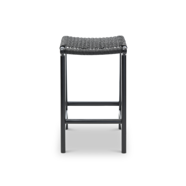 London Counter Stool  - Black / Synthetic Twisted Hyacinth