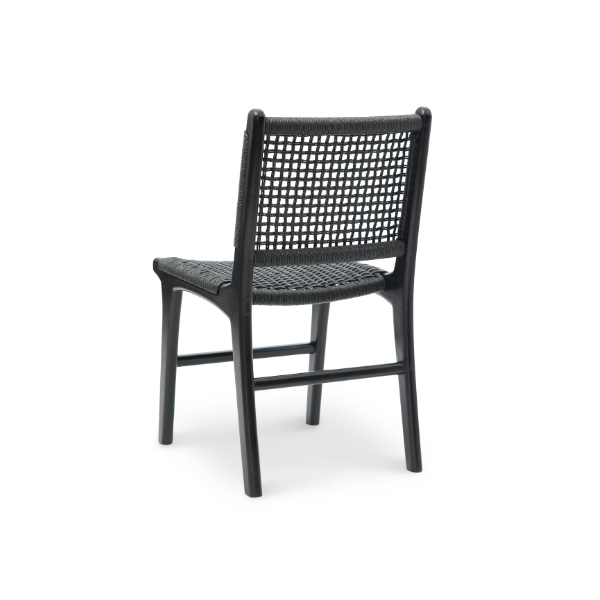 London Dining Chair Synthetic Black/Black - Teak Timber