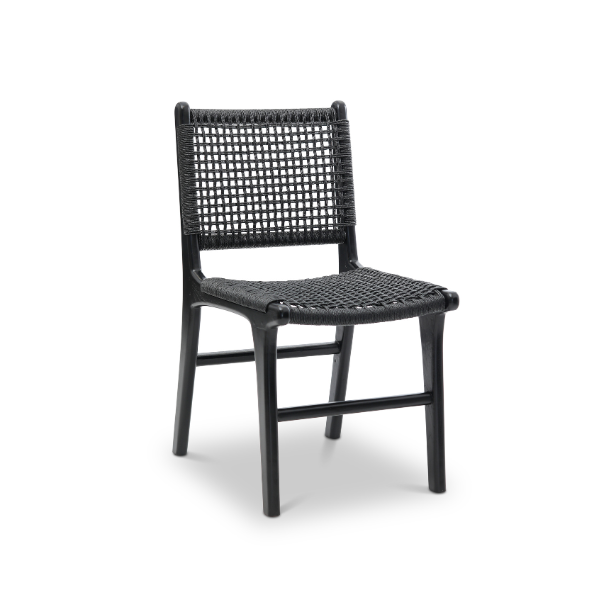 London Dining Chair Synthetic Black/Black - Teak Timber