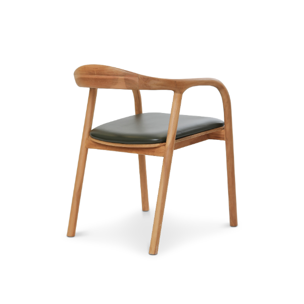 Baron Armchair Olive - Teak Timber/Cow Leather