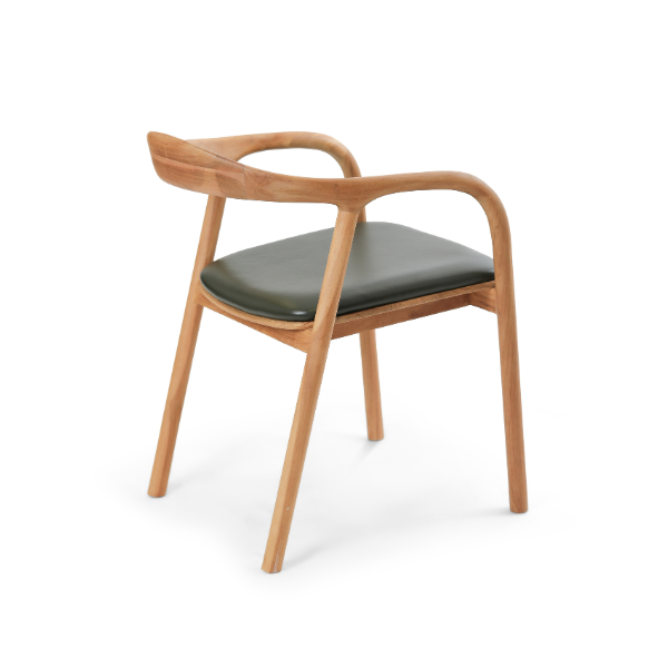 Baron Armchair Olive - Teak Timber/Cow Leather