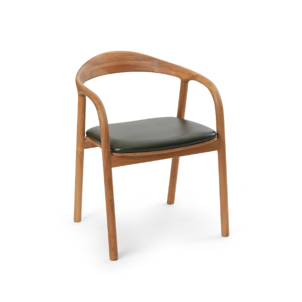 Baron Armchair Olive - Teak Timber/Cow Leather