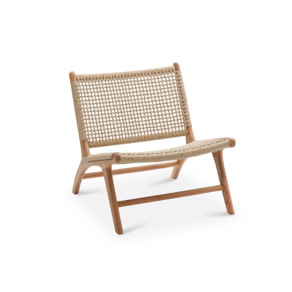 London Lazy Chair Synthetic Teak Timber/Twisted Hyacinth
