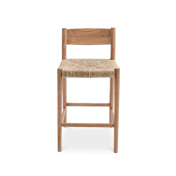 Ally Banana Counter Chair-Teak Timber/Banana Fiber