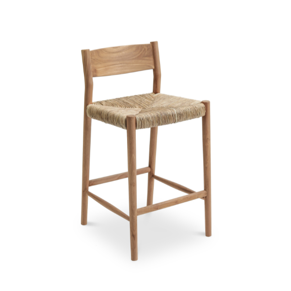 Ally Banana Counter Chair-Teak Timber/Banana Fiber