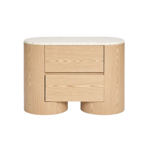 Archie Bedside Light Oak & Terrazzo