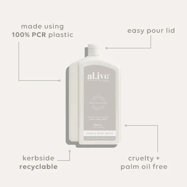 Alive 1L Wash Refill Sea Cotton & Coconut