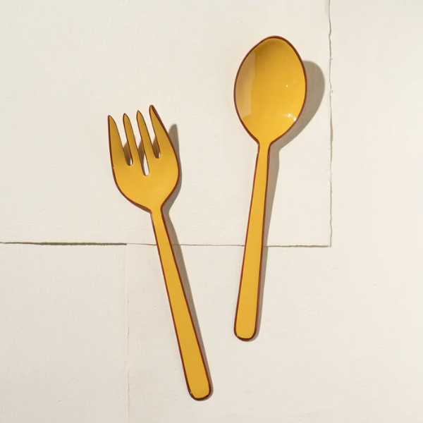 'Enamel Salad Servers- Chai