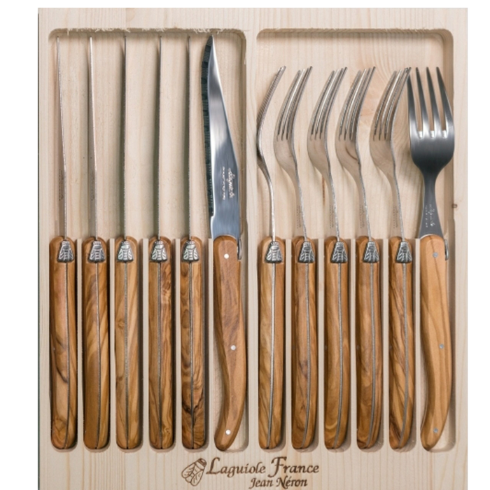 Jean Neron 12pc Cutlery Set Olive Wood