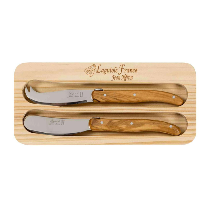 Jean Neron 2pc Cheese Knife & Spreader - Olive Wood