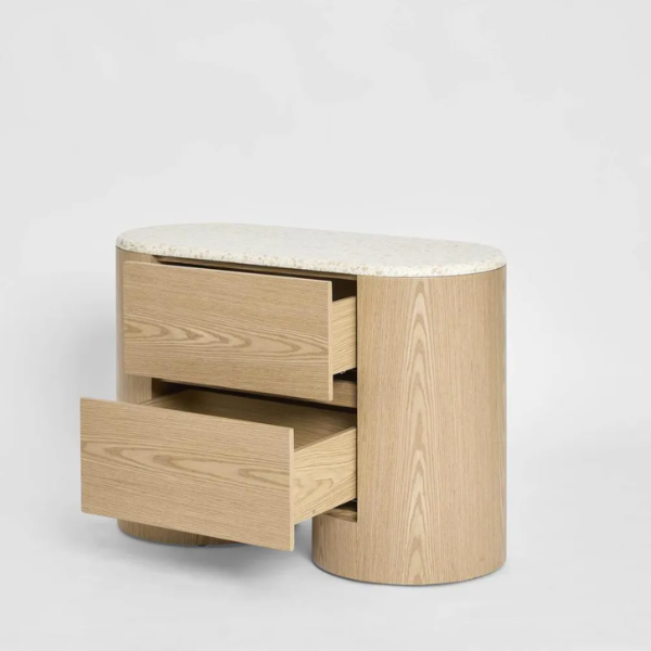 Archie Bedside Light Oak & Terrazzo