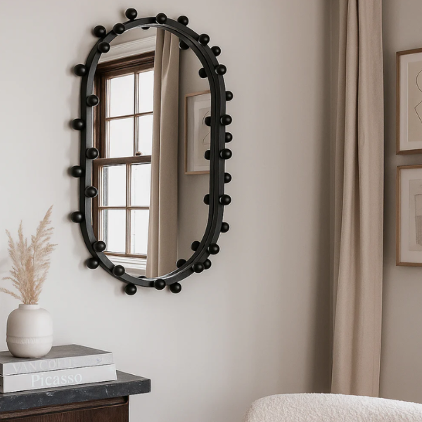 Monaco Prague Mirror Matt Black Frame 60 x 95cm
