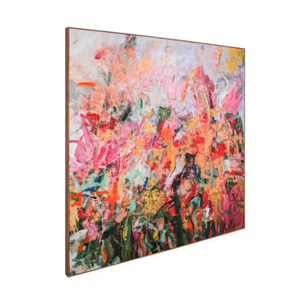 Blossom Dust Canvas Oak Frame 140 x 140cm