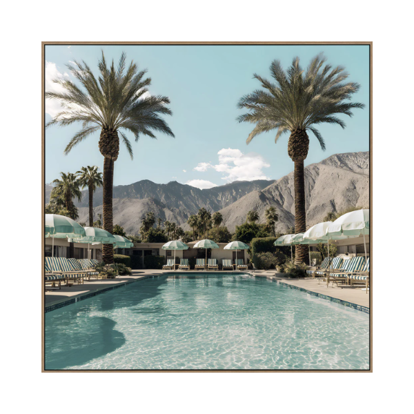Pool Side B Canvas Oak Frame