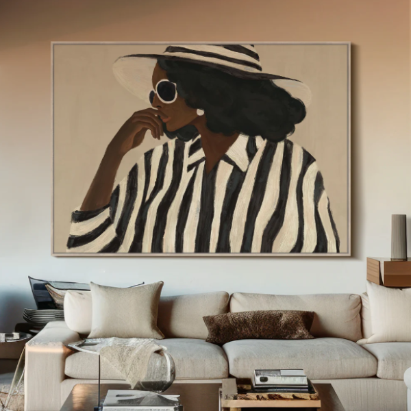 Linear Poise Canvas Oak Frame 80 x 100cm