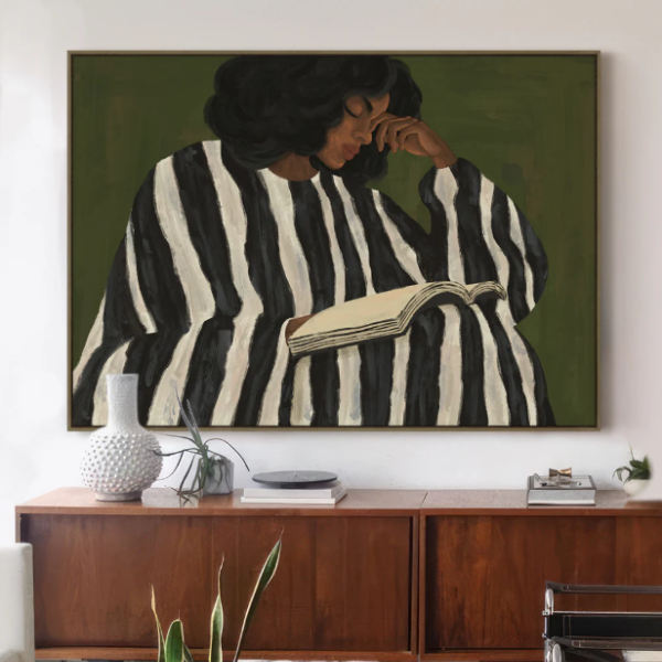 Linear Contemplation Canvas Camel Frame 100 x 140cm