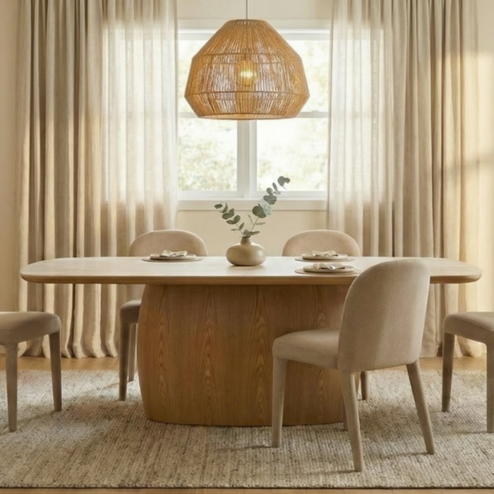 Braxton Dining Table Ceramic Marble, Oak Base 240x115
