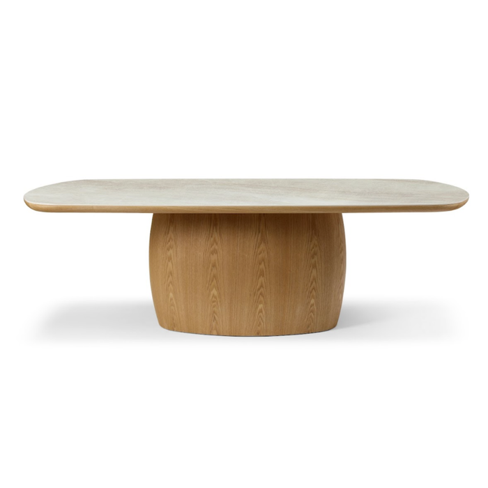 Braxton Dining Table Ceramic Marble, Oak Base 240x115