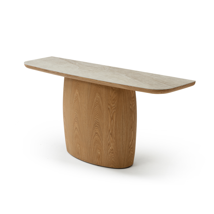 Braxton Console Table Ceramic Marble, Oak Base 160x45x76