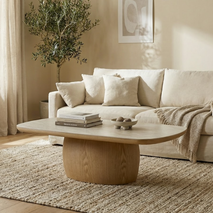 Braxton Coffee Table  Ceramic Marble, Oak Base 130x70