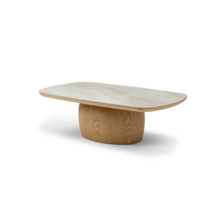 Braxton Coffee Table  Ceramic Marble, Oak Base 130x70