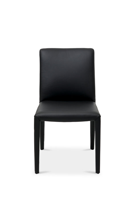 Evie Dining Chair Leather Black 500 / Black Metal Leg