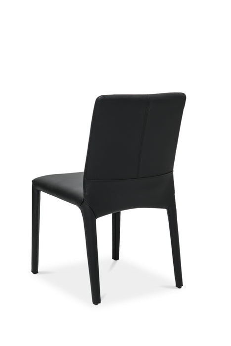 Evie Dining Chair Leather Black 500 / Black Metal Leg