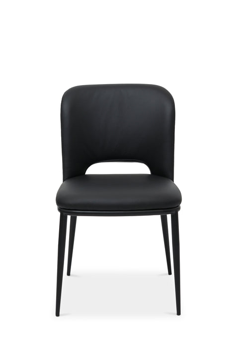 Arlo Dining Chair Leather Black 500 / Black metal Leg