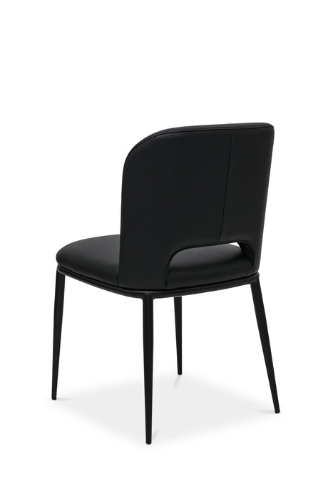 Arlo Dining Chair Leather Black 500 / Black metal Leg