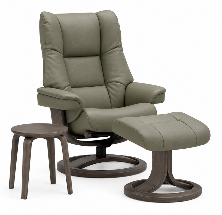 IMG Nordic 60L Chair & Ottoman Ring Base - Olive / Grey Ash