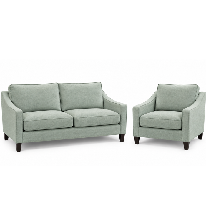 Kate 2.5 Seater + Arm Chair  in Coco Sea Glass/Choc Legs