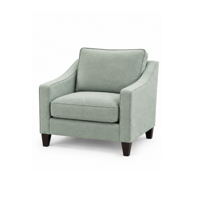 Kate 2.5 Seater + Arm Chair  in Coco Sea Glass/Choc Legs