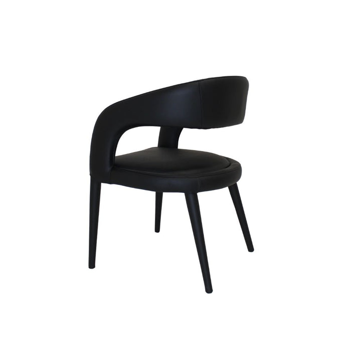 'London Dining Chair Leather Black (500) Metal Leg