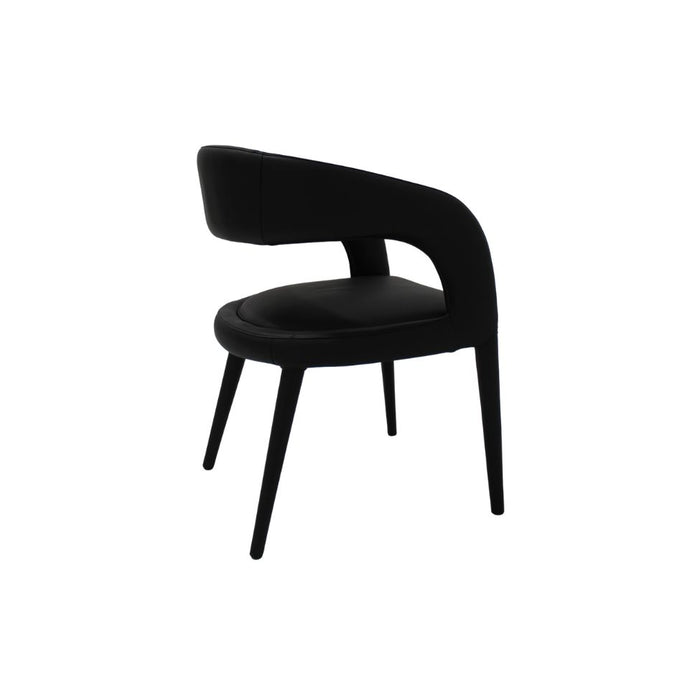 'London Dining Chair Leather Black (500) Metal Leg