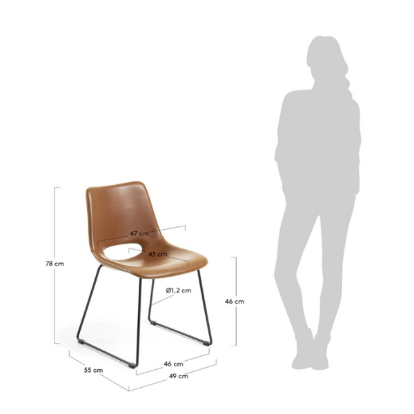 'Zebby Chair Rust Synthetic Leather - Black Legs